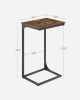 Side Table for Sofa, Couch Table with Metal Frame, Small TV Tray Table for Living Room, Bedroom, Rustic Brown and Black