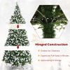 Pre-lit Snow Flocked Christmas Tree with Red Berries and LED Lights