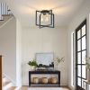 3-Light Ceiling Light Fixture, Black and Gold Semi-Flush Mount Chandelier with Geometric Metal Shade