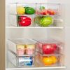 8pcs Clear Organizers and Storage Bins with Lids, Stackable Plastic Storage Containers with Handles for Fridge, Freezer, Pantry, Cabinet