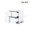 Elegant Nightstand with Metal Handle, Mirrored Bedside Table with 2 Drawers for Bedroom, Living Room, White