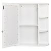 3-tier Single Door Mirror Indoor Bathroom Wall Mounted Cabinet Shelf White