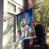 Komondor Christmas Reindeer House Flag Large Porch Sleeve Pole Decorative Outside Yard Banner Artwork Wall Hanging, Polyester, House Size, Multicolor