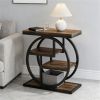 4-Story Wooden Coffee Table Top Stand with Shelf Storage Wooden Side Table for Living Room Bedroom