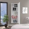 DEPOT E-SHOP Baltimore Wall Mounted Shoe Rack, Mirror, Single Door, Ten Shoes Capacity, White