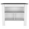 White and Onyx 2-Piece Kitchen Set, Kitchen Island and Pantry Cabinet
