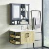 Gray bathroom cabinet with mirror