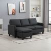L-Shape Sofa, Modern Sectional Couch with Ottoman, Corner Sofa for Living Room, Dark Grey