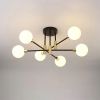 Modern White Glass 6-Light Semi-Flush Mount Chandelier