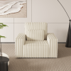 Corduroy Upholstered Armchair with Throw Pillow Ã¢â‚¬â€œ Soft Single-Seat Lounge Chair for Cozy Corners, Plush Comfort