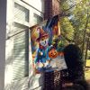 Shiba Inu Halloween Trick or Treat House Flag Large Porch Sleeve Pole Decorative Outside Yard Banner Artwork Wall Hanging, Polyester, House Size