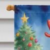 Keeshond Christmas Reindeer House Flag Large Porch Sleeve Pole Decorative Outside Yard Banner Artwork Wall Hanging, Polyester, House Size, Multicolor
