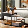Pet Step Window Perch,Bunk Beds Window Perch for Dogs Bedside Lounge Elevated Dog Bed Multi-Level Platform with sponge, Non-Slip Pad and Storage