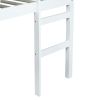 Full Rubber Wood Loft Bed with Ladder,White