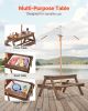 Picnic Table Wooden Tables and Bench Set with Umbrella Garden Indoor Outdoor