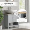 Kleankin Under Sink Bathroom Cabinet Vanity Unit Adjustable Shelf Pedestal Design Grey