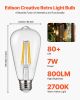 6 Pack Edison Bulbs LED ST19 7W Dimmable 800 Lumens 2700K E26 Antique