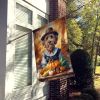 Labradoodle Thanksgiving House Flag Large Porch Sleeve Pole Decorative Outside Yard Banner Artwork Wall Hanging, Polyester, House Size, Multicolor