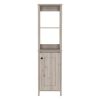 DEPOT E-SHOP New Haven Linen Single Door Cabinet, Two Interior Shelves, Two Open Shelves, Light Gray