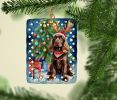Chocolate Cocker Spaniel Christmas Reindeer Porcelain Ornament Christmas Tree Hanging Decorations for Home Christmas Holiday, Rectangle, Gift