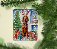 Irish Setter Christmas Reindeer Porcelain Ornament Christmas Tree Hanging Decorations for Home Christmas Holiday, Rectangle, Gift, Multicolor