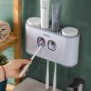 Toothbrush Holders with Toothpaste Dispenser Wall Mounted for Bathroom-4 Cups Automatic Electric Tooth Pastetooth Squeezer-Bathroom Organizer Storage