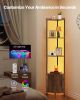 VEVOR 5 Tier Corner Shelf Tall Corner Stand with LED Light & Doors Narrow Rack