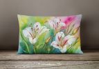 State Watercolor Flowers Throw Pillow Throw Pillow for Indoor Couch Bed Outdoor Patio Washable, Utah Sego Lilies 1711,12Hx16W
