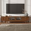 78inch TV Stand for TVs Up to 85", Modern TV Cabinet with Fluted Glass Doors & 2 Drawers, for Living Room, Entertainment Center with Cable Management