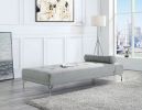 Melange Velvet Upholstered Sofa Bed with Pillow, Grey