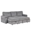 U_STYLE Upholstery Sleeper Sectional Sofa with Storage Bags and 2 cup holders on Arms