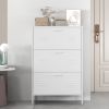 Shoe Storage Cabinet with 3 Flip Drawers, Freestanding Shoe Cabinet Organizer with Metal Frame for Entryway, Hallway, Foyer, White