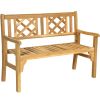 1PC Patio Bench with Curved Backrest and Armrest