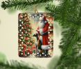 Greyhound and Santa Claus Porcelain Ornament Christmas Tree Hanging Decorations for Home Christmas Holiday, Rectangle, Gift, Multicolor