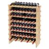 72 Bottle Stackable Modular Wine Rack, 8-Tier Solid Bamboo Wood Storage Racks, Floor Freestanding Wines Holder Display Shelf