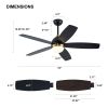 52 Inch Black Ceiling Fan with Lights