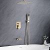 Brushed Gold 10 inches  Rain Shower Faucet Sets Complete With Shower System