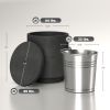 2.6 Gal Outdoor Side Table, 3-In-1 Concrete Cooler Bar Table with Storage, Removable Ice Bucket and Lid, Charcoal Gray