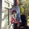 Alaskan Klee Kai Christmas House Flag Large Porch Sleeve Pole Decorative Outside Yard Banner Artwork Wall Hanging, Polyester, House Size, Multicolor