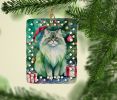 Persian Cat By the Christmas Tree Porcelain Ornament Christmas Tree Hanging Decorations for Home Christmas Holiday, Rectangle, Gift, Multicolor