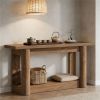 160 Cm Console Table 2-Step Country House Sofa Table for Entrance Area Wooden Hallway Stand Rustic Farmhouse Style Living Room Decor