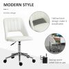 Vinsetto Mid-Back Home Office Chair, Velvet Fabric Swivel Scallop Shape Computer Desk Chair for Home Office or Bedroom, Cream White