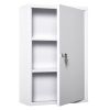 Medicine Cabinet Steel Wall Mount 24x16 3-Tier Storage Lockable White