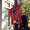 Black Pug Holiday Christmas House Flag Large Porch Sleeve Pole Decorative Outside Yard Banner Artwork Wall Hanging, Polyester, House Size, Multicolor