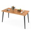 63 Inches Outdoor Indoor Dining Table with 1.97 Inches Umbrella Hole and Metal Legs