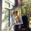 Saint Bernard Happy Birthday House Flag Large Porch Sleeve Pole Decorative Outside Yard Banner Artwork Wall Hanging, Polyester, House Size, Multicolor