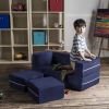 Jaxx Zipline Modular Kids Loveseat & Ottomans, Navy