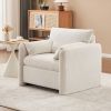 002 Fixed-Modern Sofa Chair, Elegant Single Sofa Chair with Soft Chenille Cushion for Living Room, Bedroom and Office, Ivory White