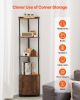 VEVOR 5 Tier Corner Shelf Tall Corner Stand with LED Light & Doors Narrow Rack