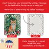 Cheetoh Cat By the Christmas Tree Porcelain Ornament Christmas Tree Hanging Decorations for Home Christmas Holiday, Rectangle, Gift, Multicolor